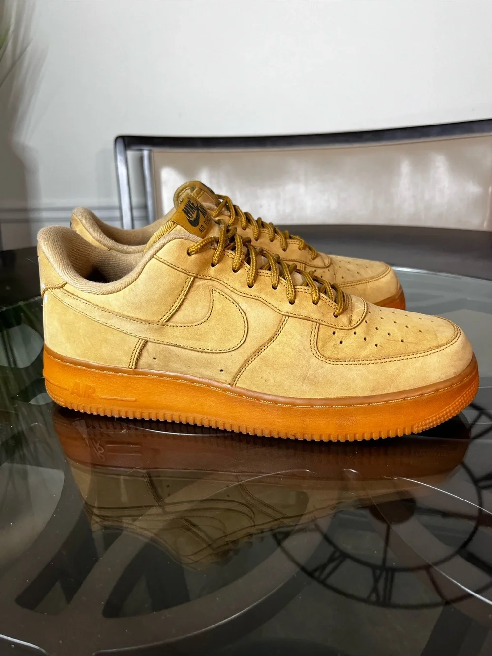Nike Air Force 1'07 WB Shoes Flax Wheat Gum Brown Mens Sz 12